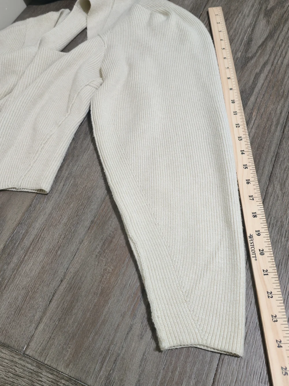 Free People Saffron Oatmeal Ribbed Open Back Puff Sleeve Sweater Small Neutral